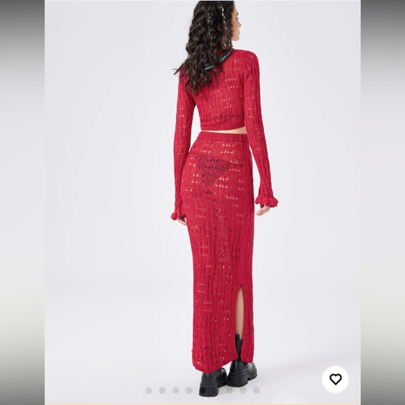 CIDER Solid Hollow Out Knitted High Waist Skirt (or strapless dress) NWT Size L - Picture 2 of 15